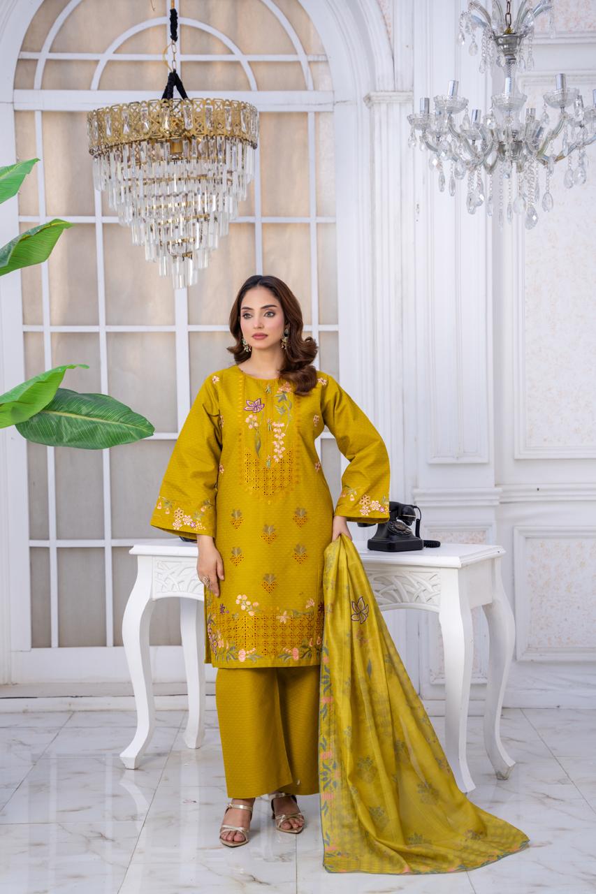EMBROIDERED LIGHT KHADDAR 3 PIECE SUIT