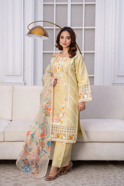 EMBROIDERED LIGHT KHADDAR 3 PIECE SUIT
