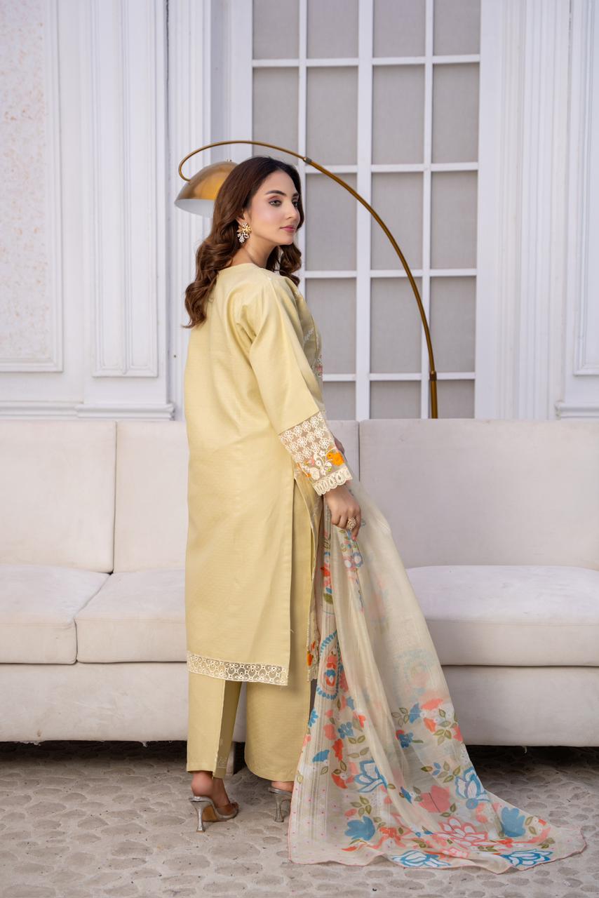 EMBROIDERED LIGHT KHADDAR 3 PIECE SUIT