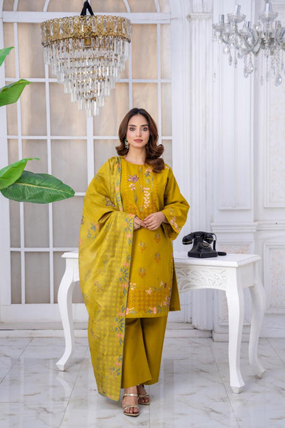 EMBROIDERED LIGHT KHADDAR 3 PIECE SUIT