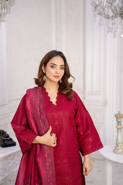 EMBROIDERED LIGHT KHADDAR 3 PIECE SUIT